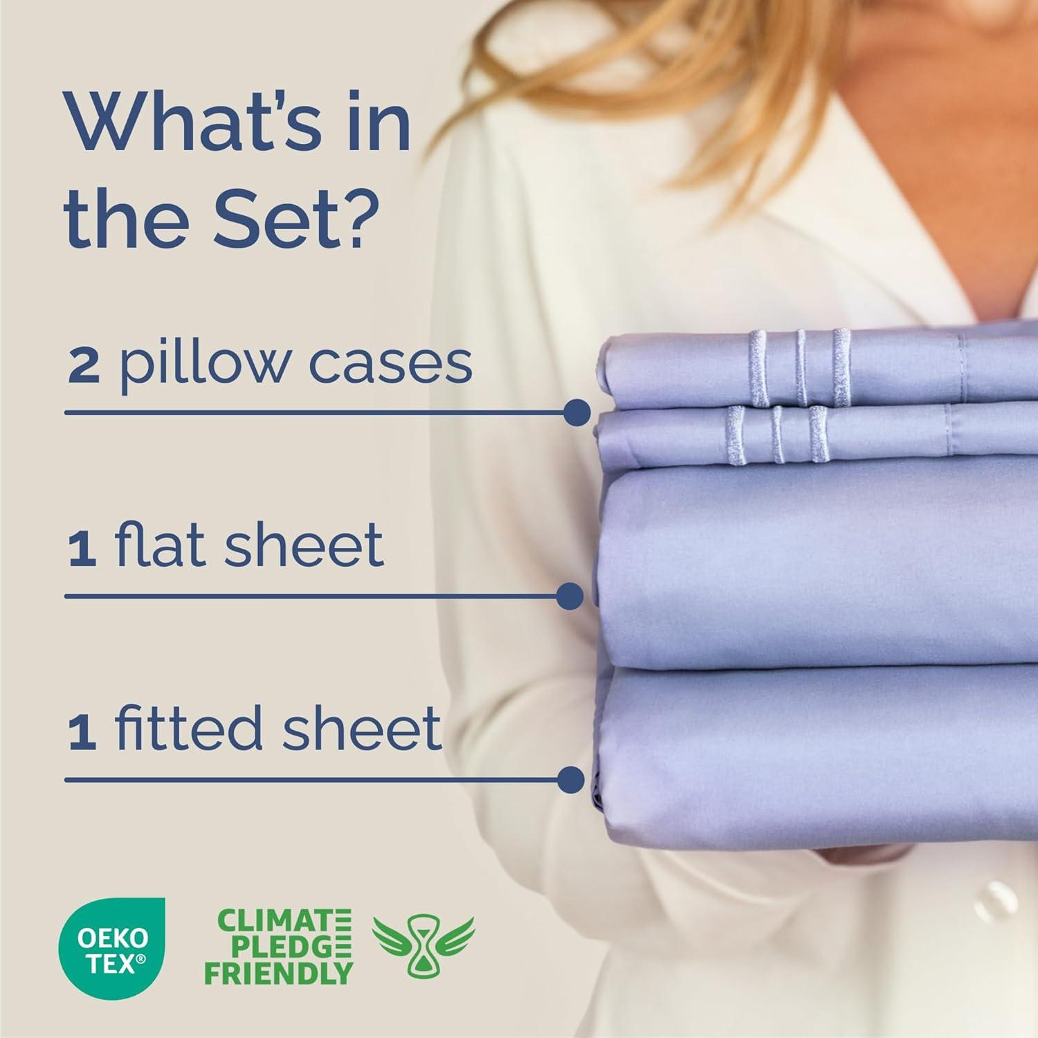 Solid 4 Piece Bed Sheet Set - Ultra Soft and Breathable Sheets - CGK Linens