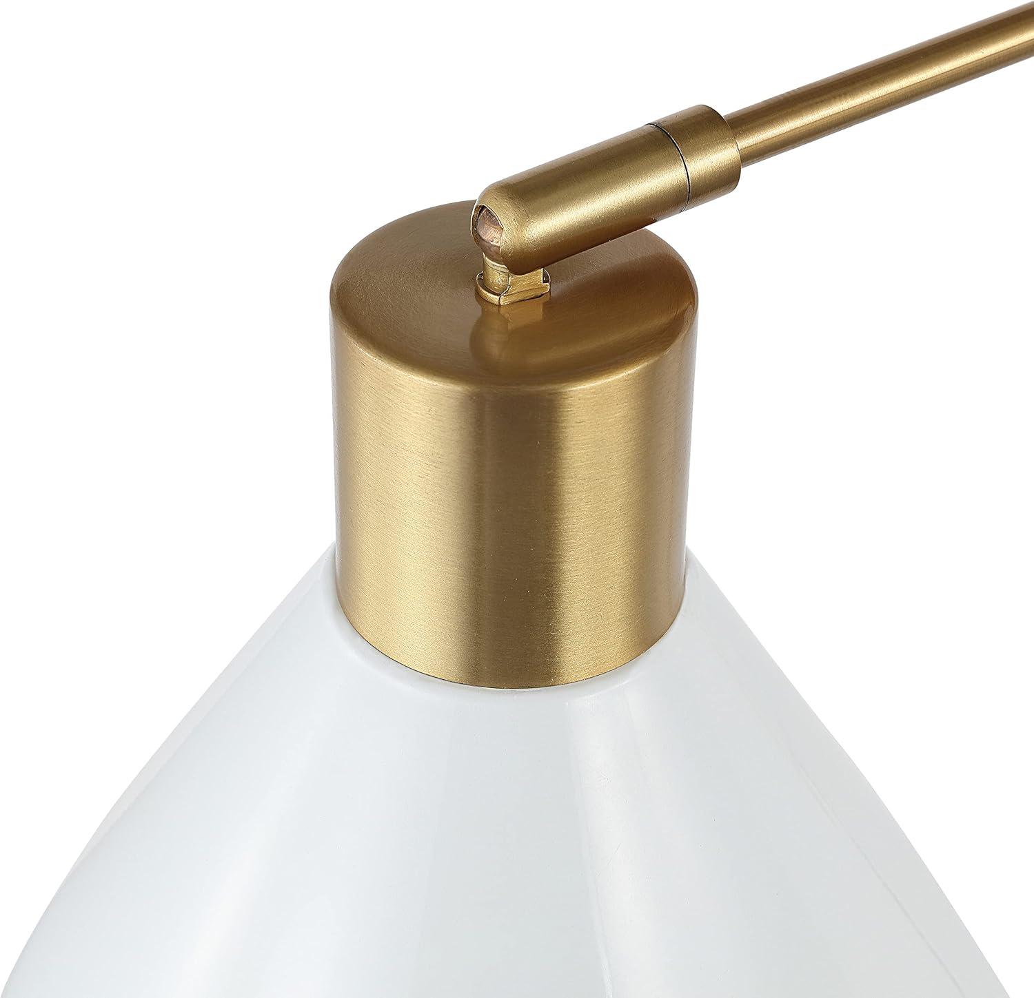 Max 20.5" Swing Arm 1-Light Modern Midcentury Iron USB Charging Port LED Sconce, White/Brass Gold