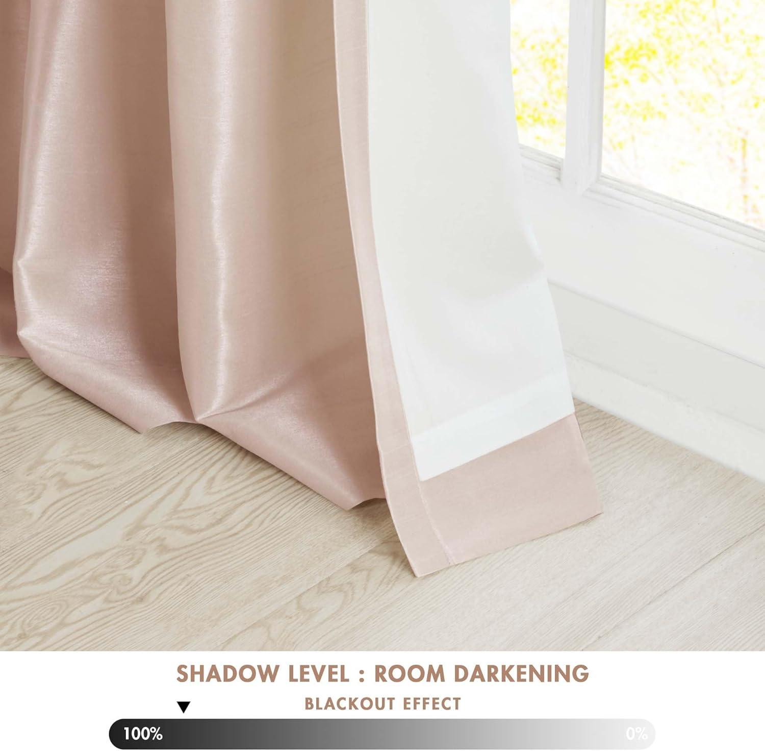 Blush Faux Silk Tab Top Room-Darkening Drapes, 50" x 84"