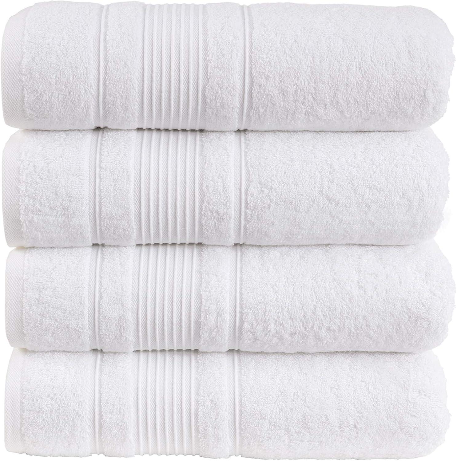 Juego de Toallas de Baño de 4 Piezas para Baño, Spa y Calidad Hotelera / Toallas Turcas 100% Algodón / Absorbentes, Suaves y Ecológicas (Blanco)