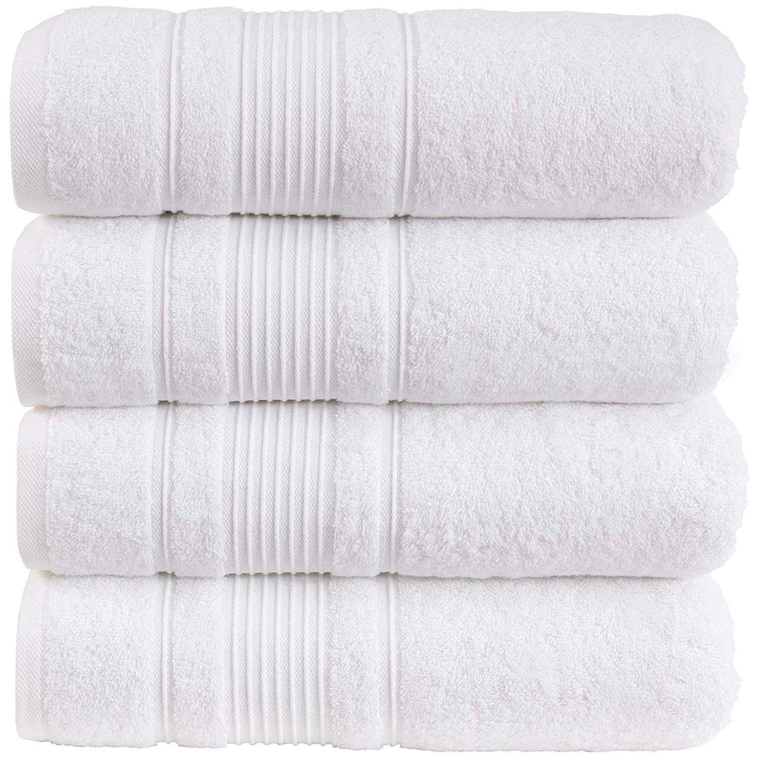 Juego de Toallas de Baño de 4 Piezas para Baño, Spa y Calidad Hotelera / Toallas Turcas 100% Algodón / Absorbentes, Suaves y Ecológicas (Blanco)