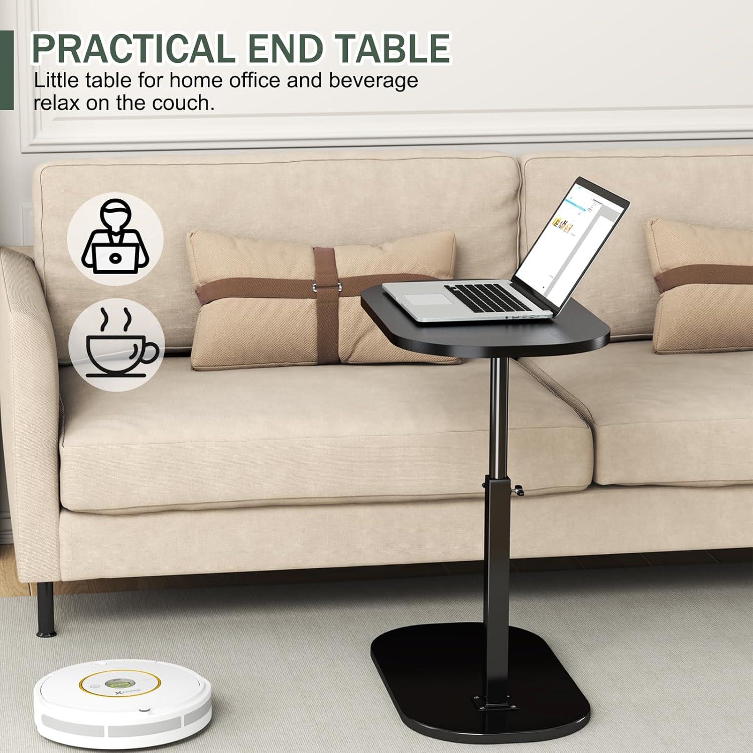 17 Stories C Shaped Side Table,Adjustable Height C Table End Table For Couch,360°Swivel Couch Side Tables Slide Laptop Desk For Sofa/Bed/Bathtub/Rotating Tabletop