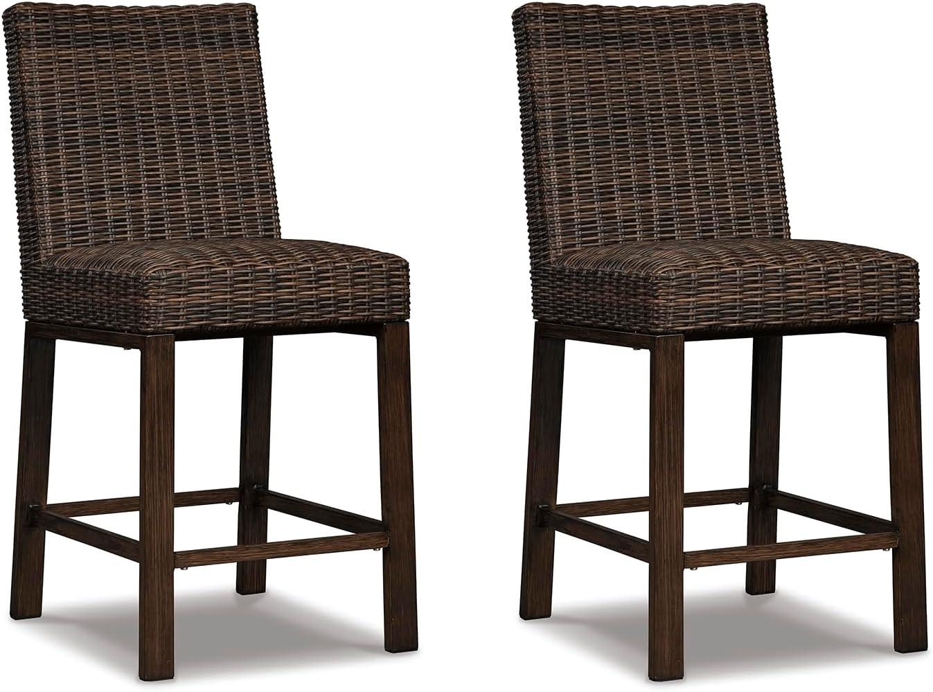 Paradise Trail Brown Wicker Outdoor Bar Stools, Set of 2