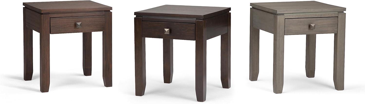 Simpli Home Cosmopolitan 18"W Solid Wood Contemporary Square End Table with Drawer
