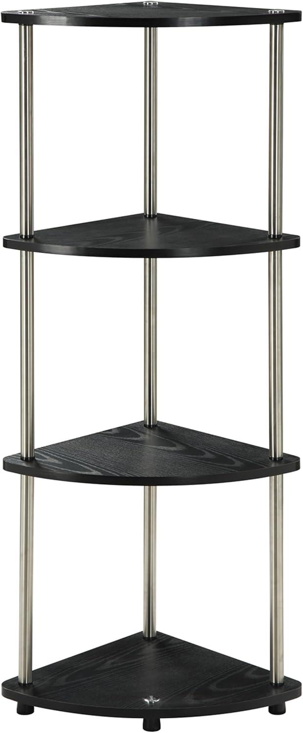 Convenience Concepts Designs2Go 4-Tier Corner Shelf in Black Wood Finish