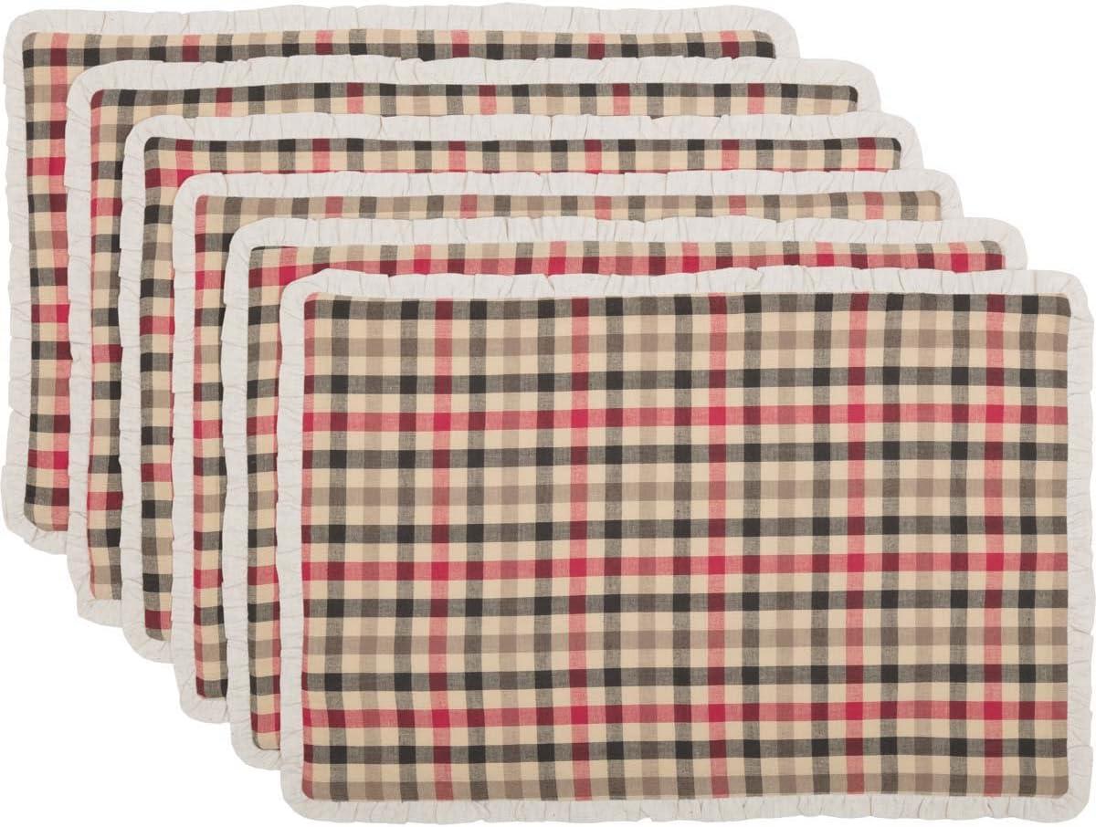 Ashton & Willow Ivory White Seasonal Decor Hollis Cotton Flax Plaid Rectangle Placemat Set of 6