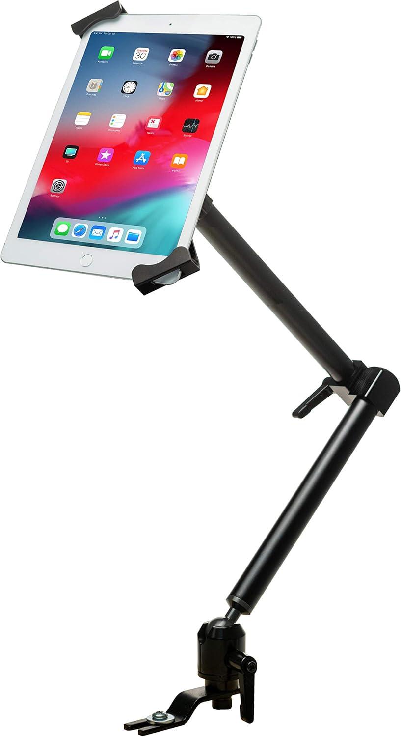 CTA Digital Security Vehicle Mount - CTA Universal Aluminum Locking Tablet Mount for 7-14" Tablet - Compatible with iPad 7th/ 8th/ 9th Gen 10.2", iPad Pro 12.9", iPad Air 3, Surface Pro 4, Galaxy Tab