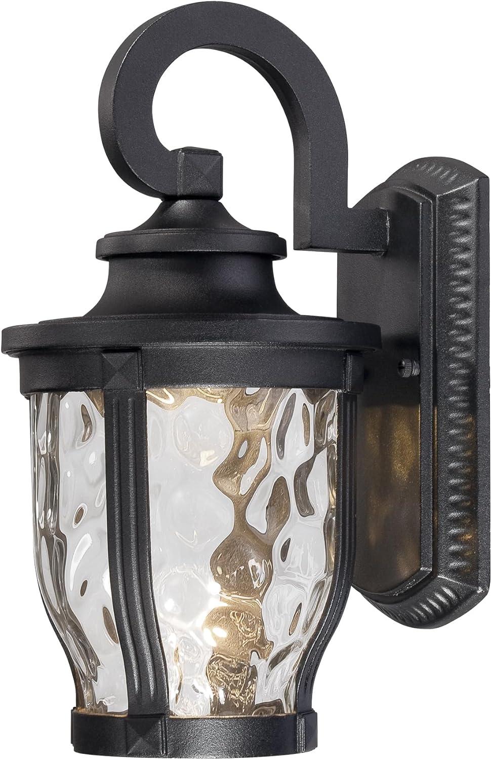 Minka Lavery Rustic Outdoor Wall Light Fixture Black LED 12 1/4" Clear Hammered Glass for Post Exterior Barn Deck Porch Yard Patio