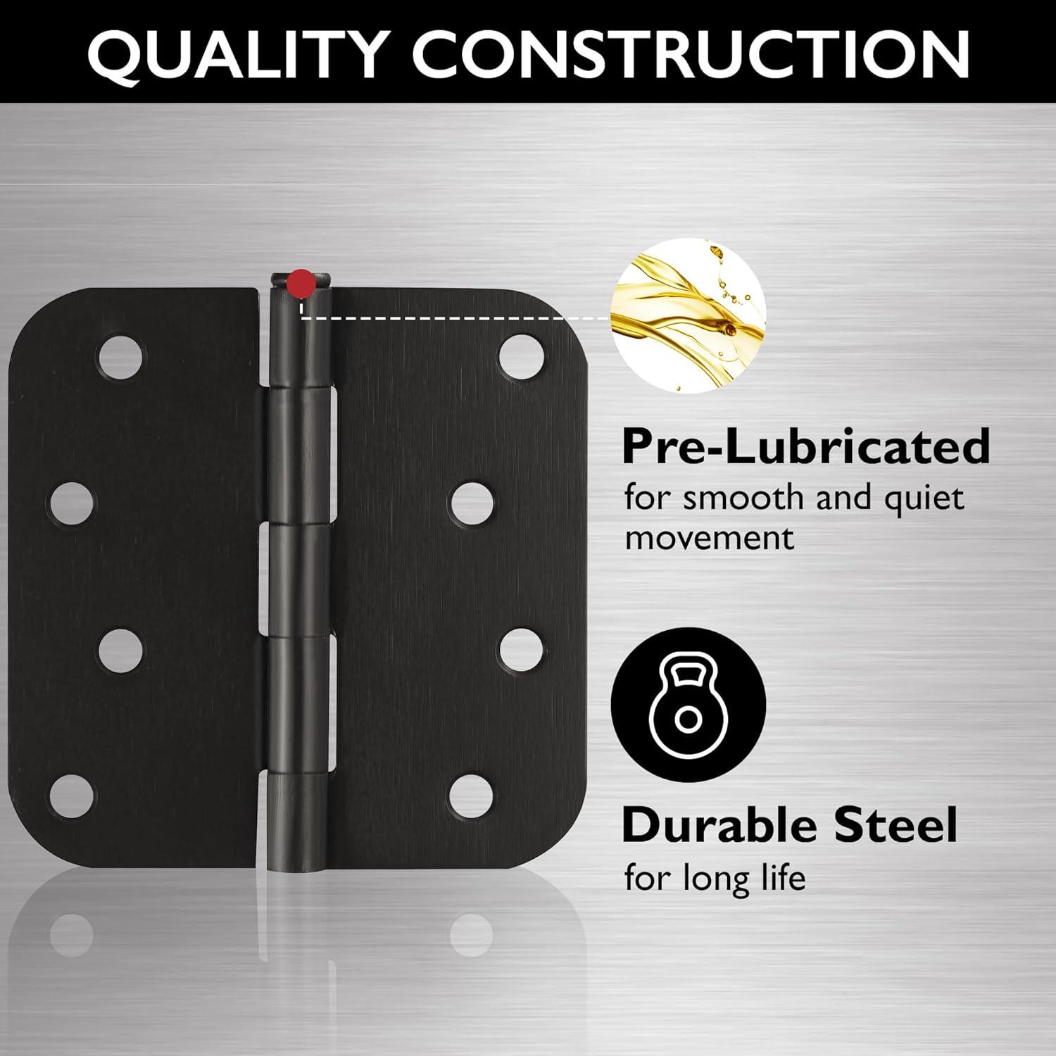 Design House Door Hinge- 4-Inch, 5/8-Inch Radius, 9-Pack (Set of 9)