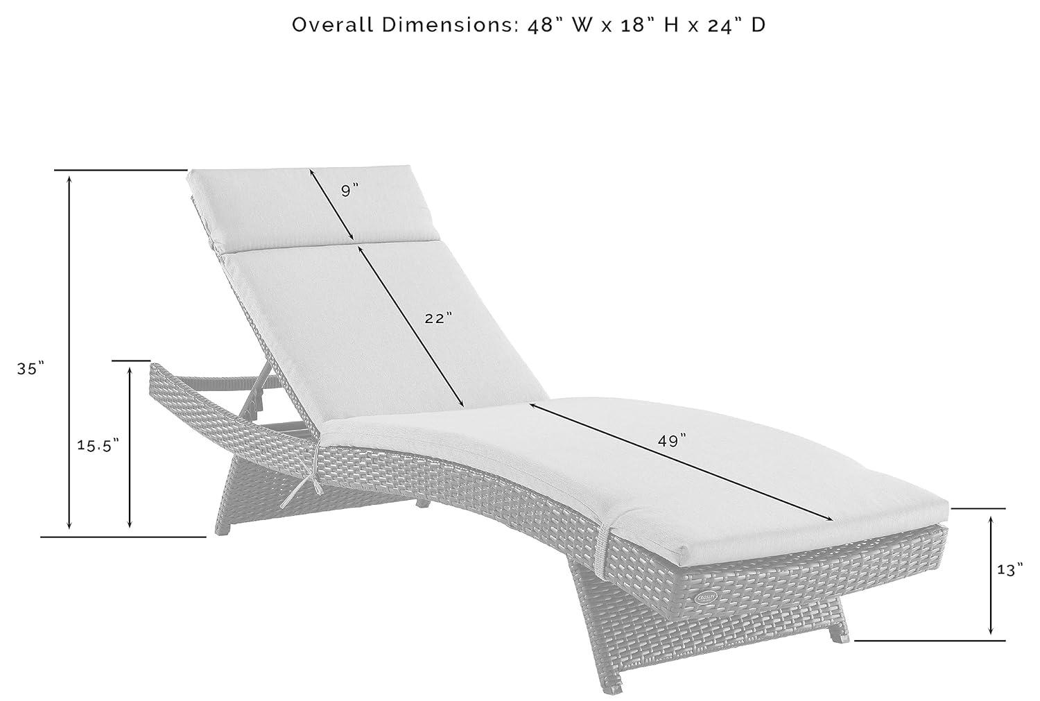 Biscayne Chaise Lounge with Mocha Cushion Brown - Crosley: Steel Frame, Weather-Resistant, Adjustable Back