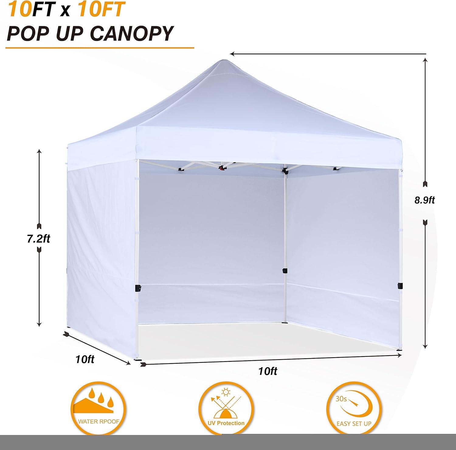 White 10x10 Pop Up Canopy Tent with Sidewalls