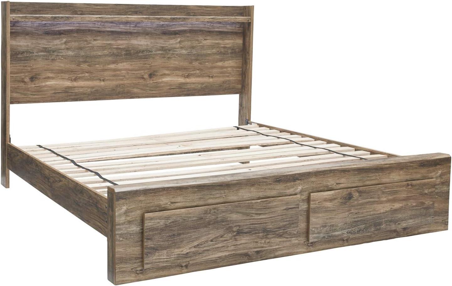 King Frames and Rails Roll Slats Brown - Signature Design by Ashley: Mattress Base