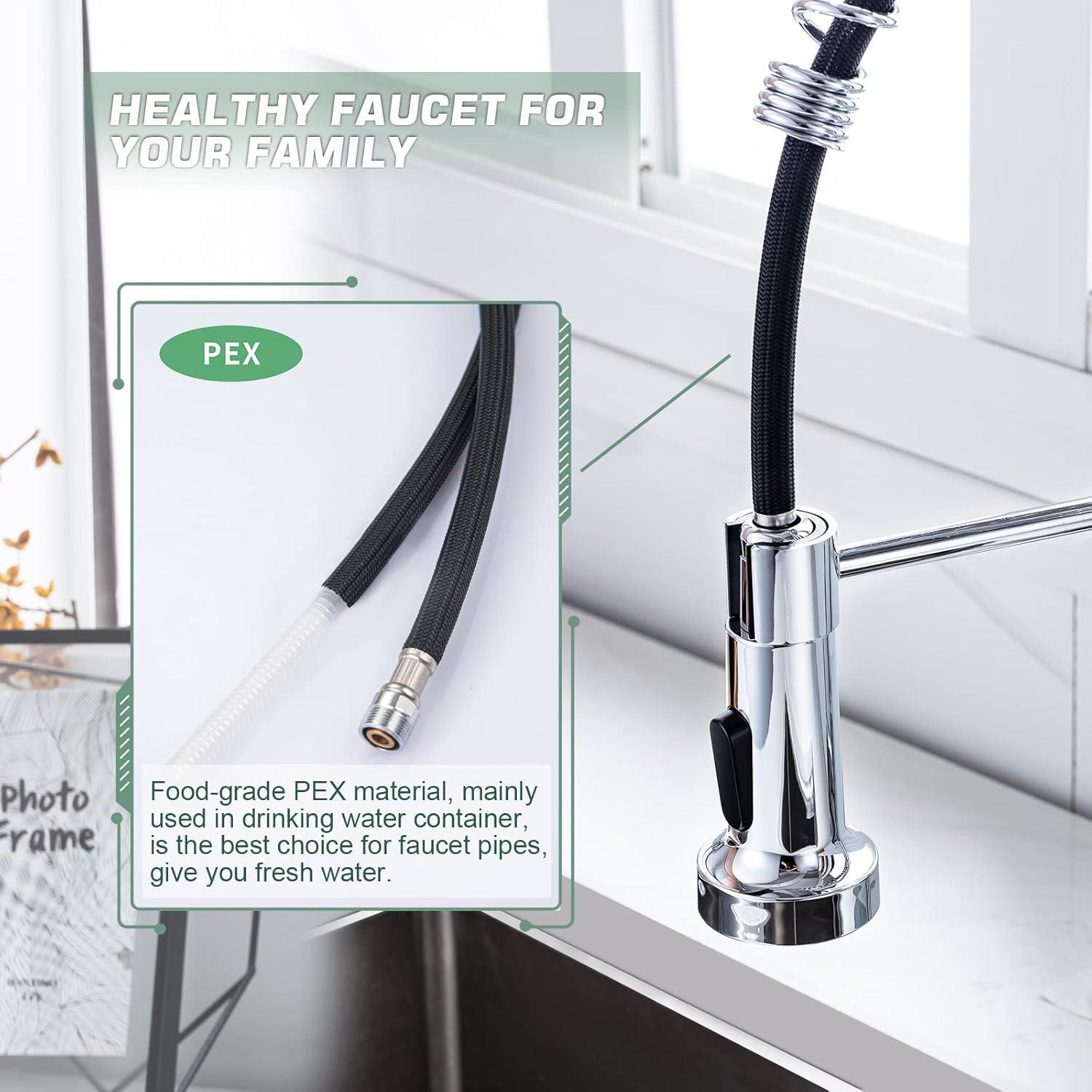 Polished Chrome Stainless Steel Pull Down Kitchen Faucet with Spray