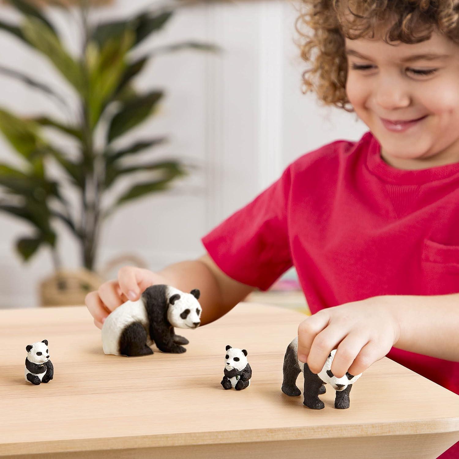 terra by battat - giant panda family - small panda bear animal toys for kids 3-years-old & up (4 pc)