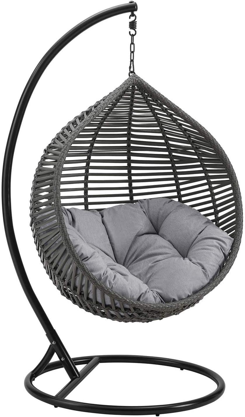 Modway Garner Teardrop Outdoor Patio Swing Chair in Gray White