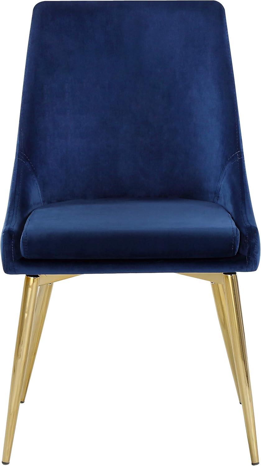 Karina Navy Velvet Dining Chair, Set of 2-Color:Navy Velvet,Finish:Gold,Style:Contemporary