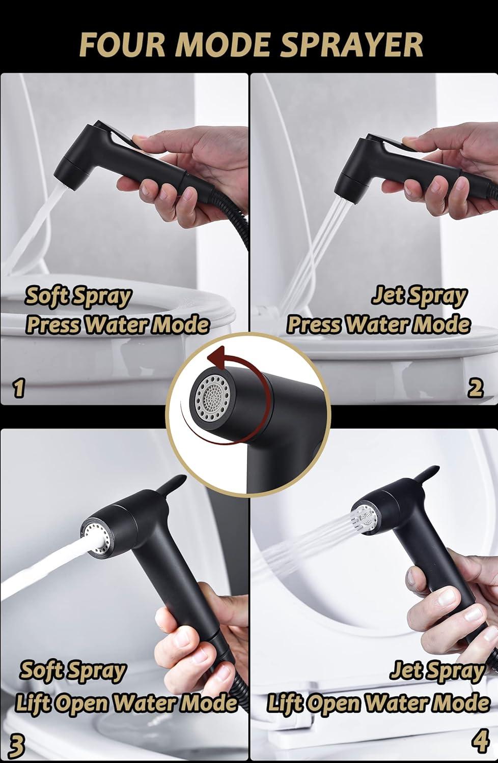 Matte Black 4-Mode Handheld Bidet Sprayer Kit