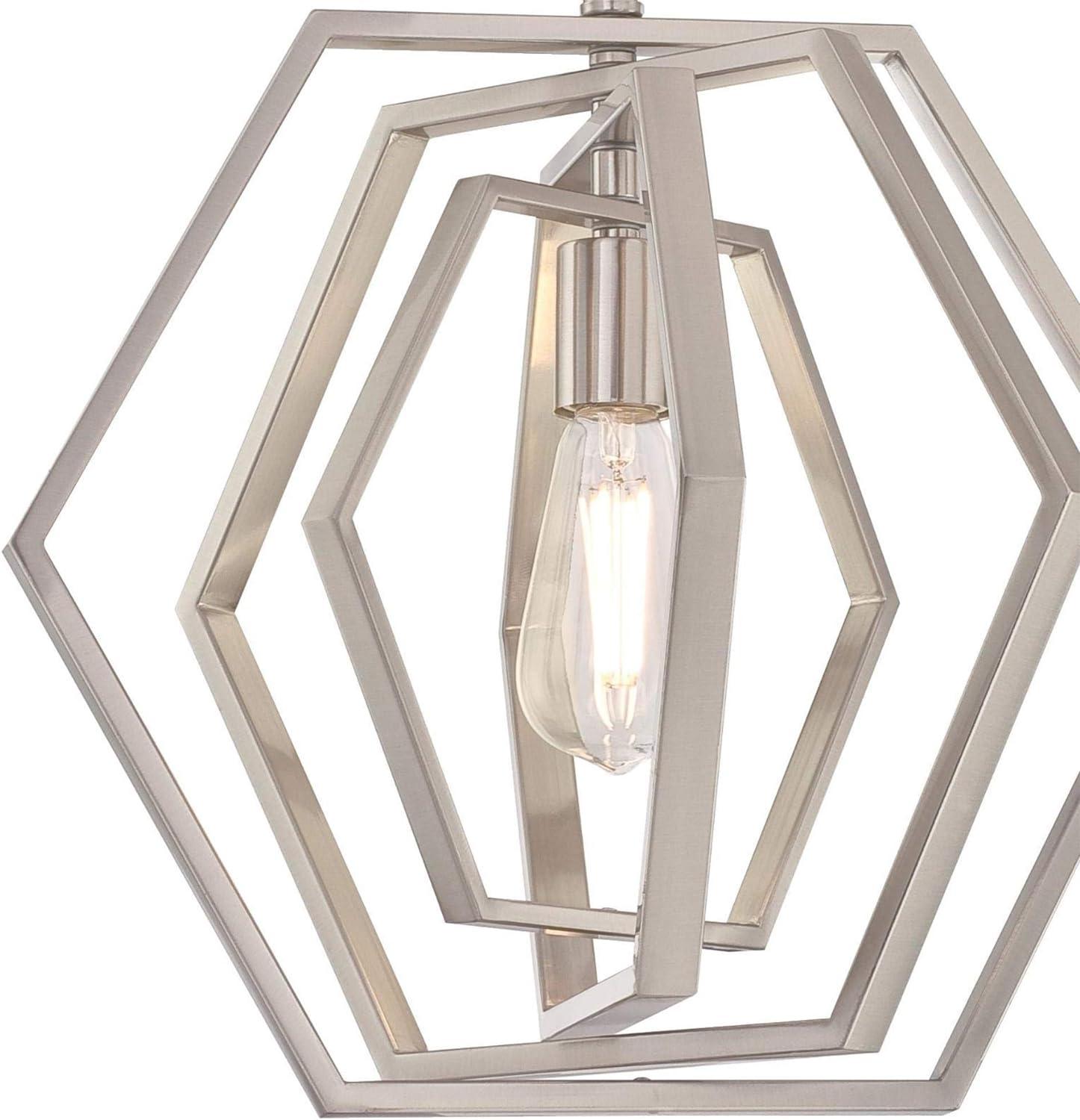 Brushed Nickel Geometric Hexagon 1-Light Pendant