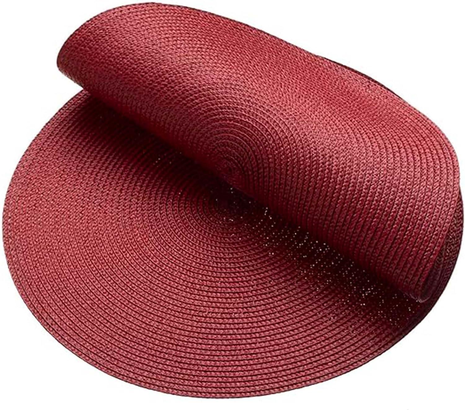 Red 15" Round Cotton Braided Placemats, Set of 4