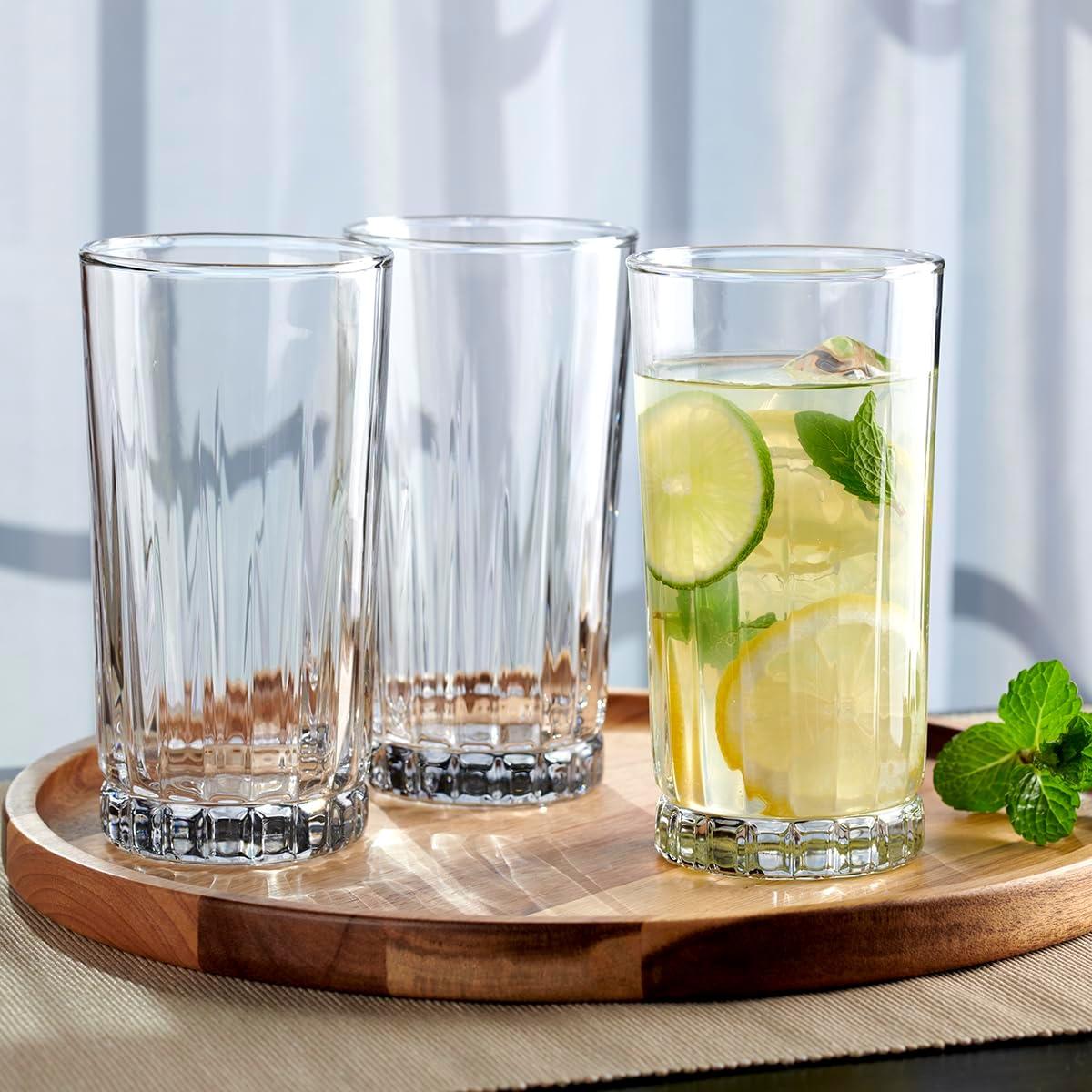 Anniston Clear Glass 16-Piece Drinkware Set with Rocks and Tumbler Glasses