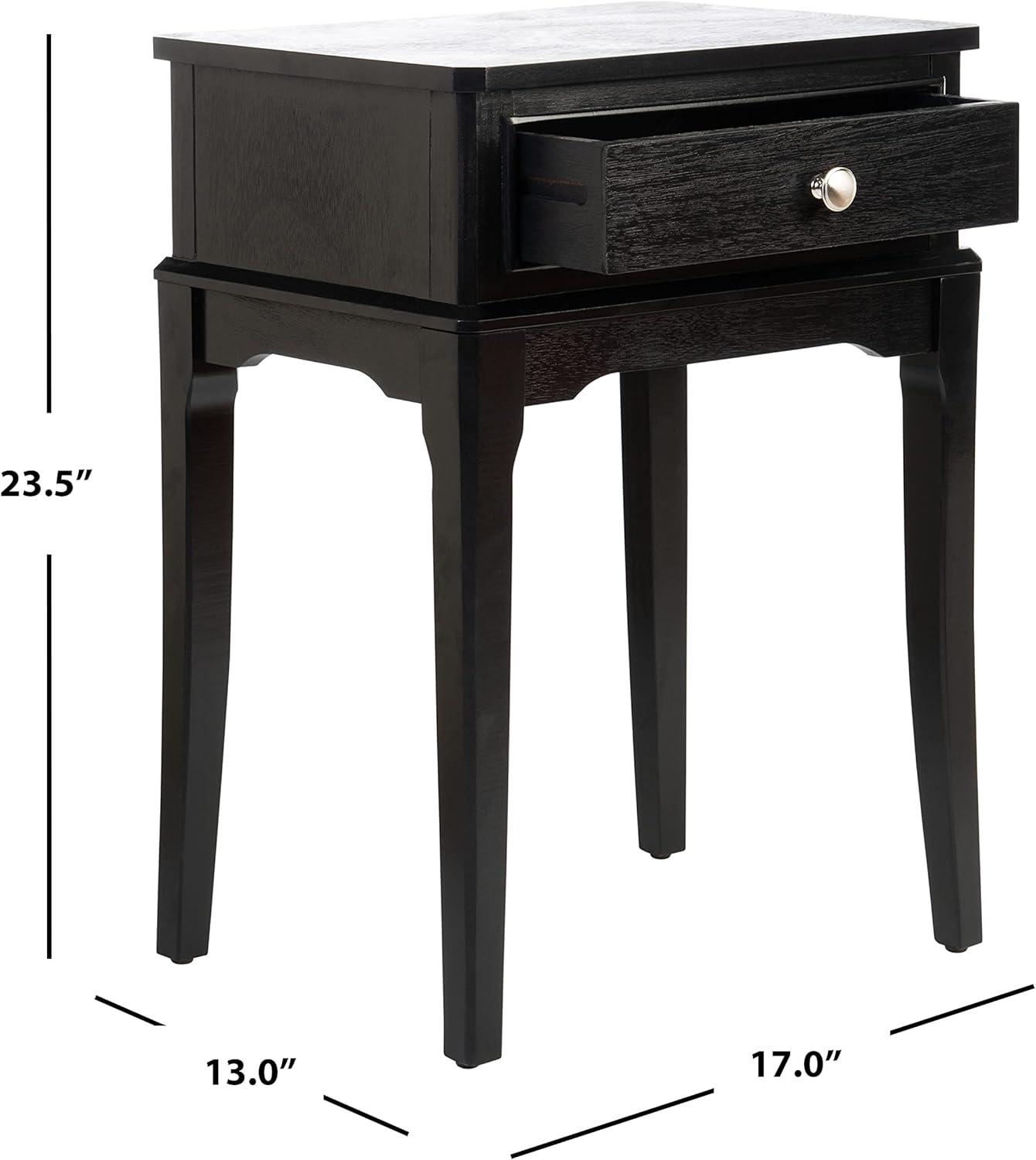 SAFAVIEH Opal French Black Rectangle Wood Storage End Table (17 in. W x 13 in. D x 23.5 in. H)