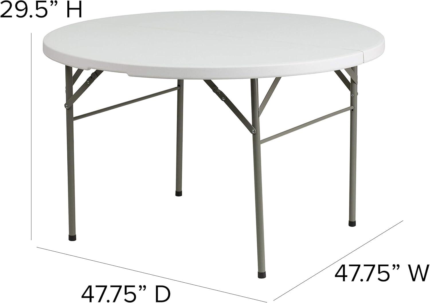 4-Foot Round Bi-Fold Plastic Banquet and Event Folding Table with Carrying Handle