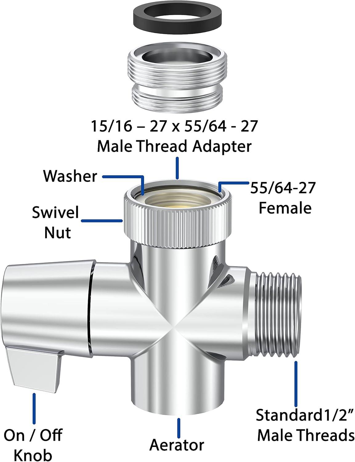 Patented Aquaus 360 Bidet for Faucet with Brass Sprayer- Warm Water Bidet – Dual Thumb Pressure Controls - Adjustable Spray Pressure - Extended Spray Reach 4’’ to 11’’