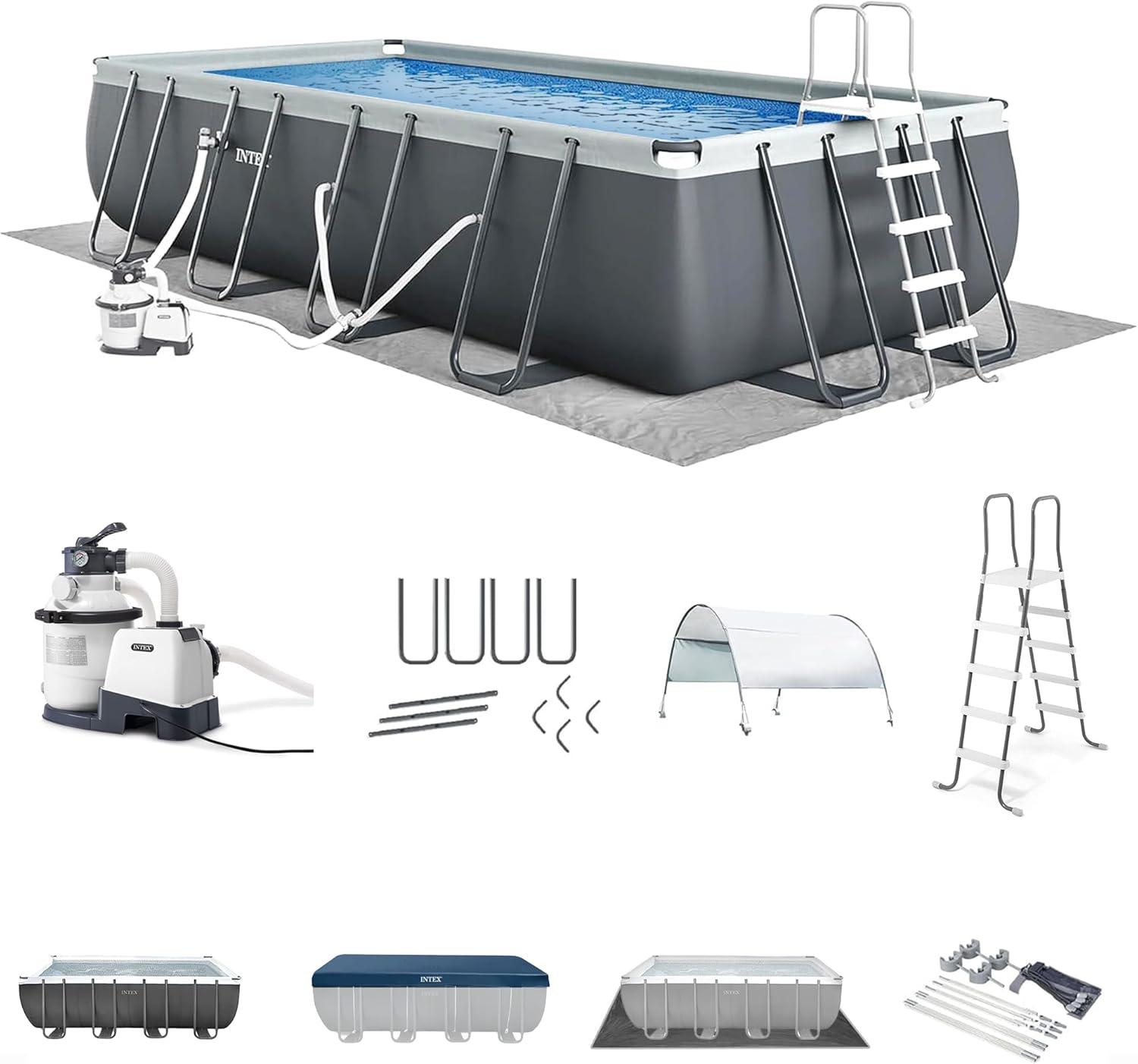 Intex Ultra XTR Frame 24' x 12' x 52" Swimming Pool & Protective Sun Canopy
