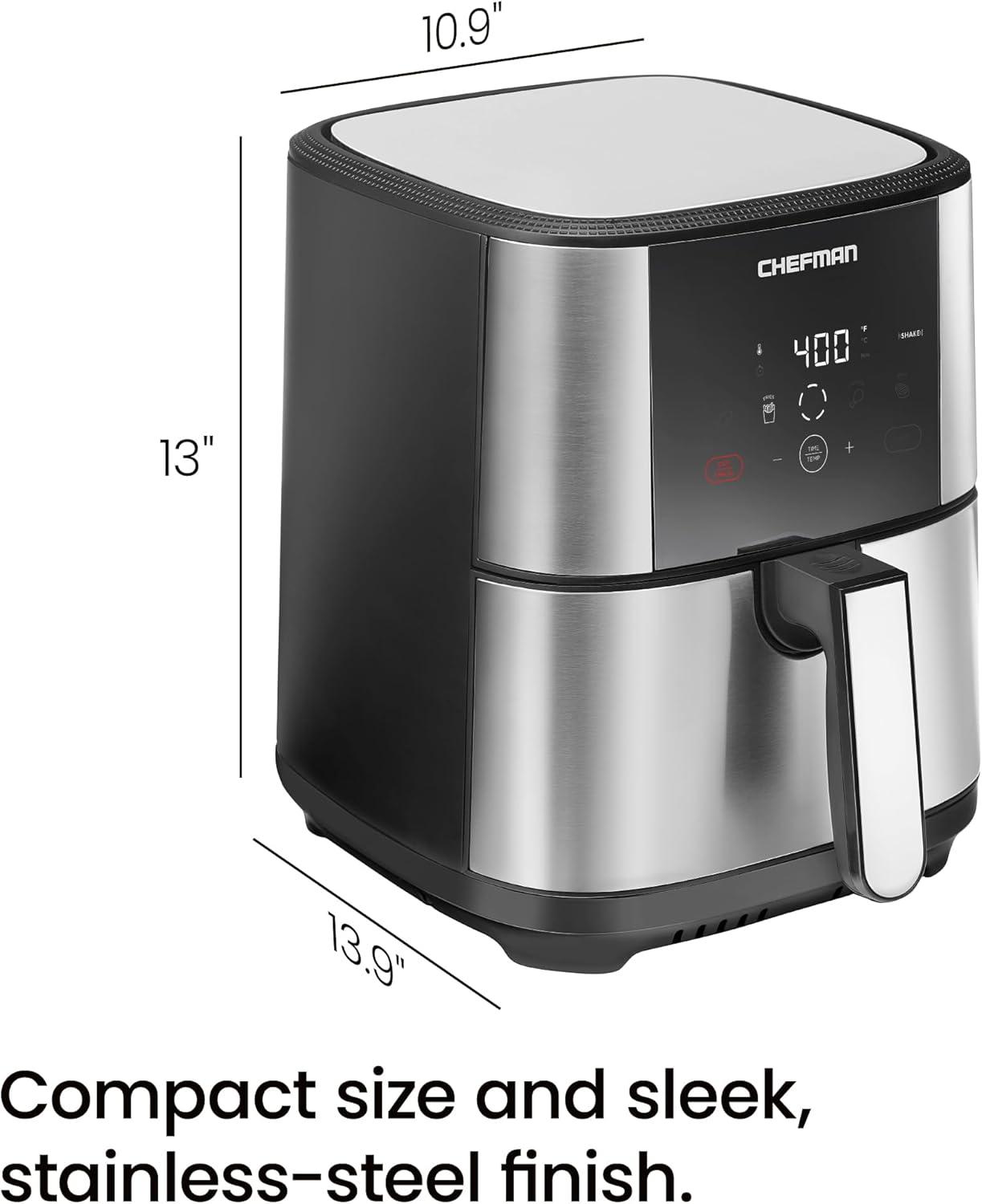 Chefman ExacTemp 5 Qt. Digital Air Fryer with Temperature Probe - Stainless Steel, New