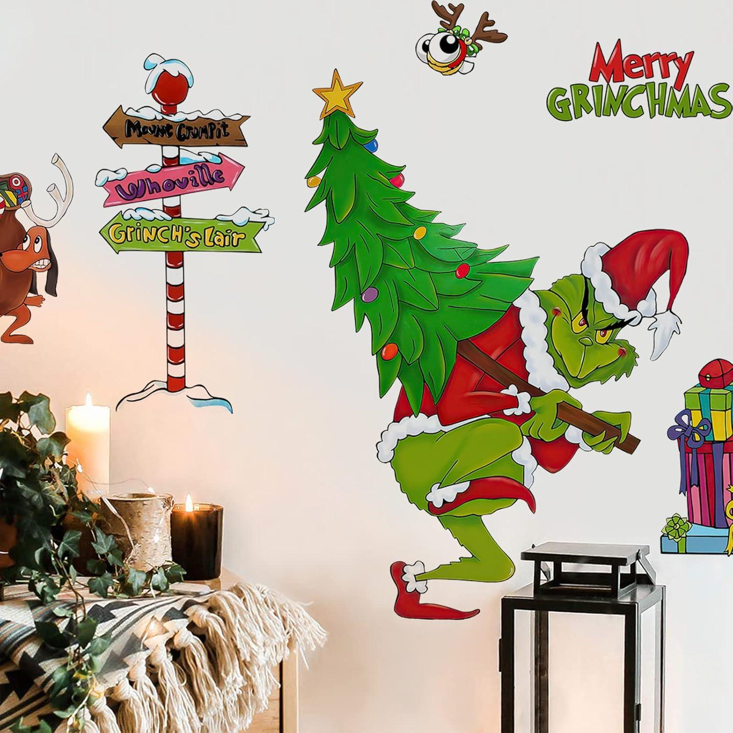 Christmas Grinch and Max Waterproof Wall Decals for Kids