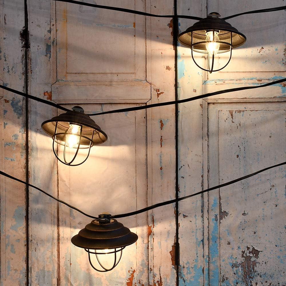 10 Lights Metal Up Lid Electric Café String Lights Bronze: Outdoor Party Incandescent UL Listed, Connects End to End