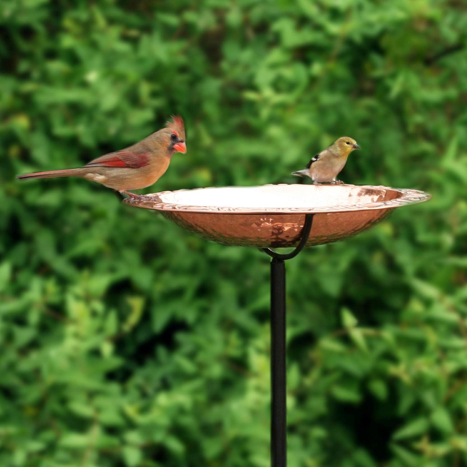 Pure Copper Bird Bath with Staked Metal Stand