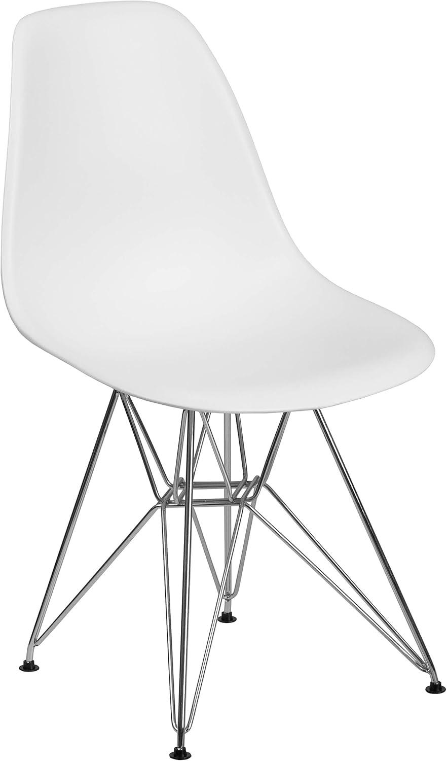 Flash Furniture 2 Pack Elon Series White Plastic Chair with Chrome Base