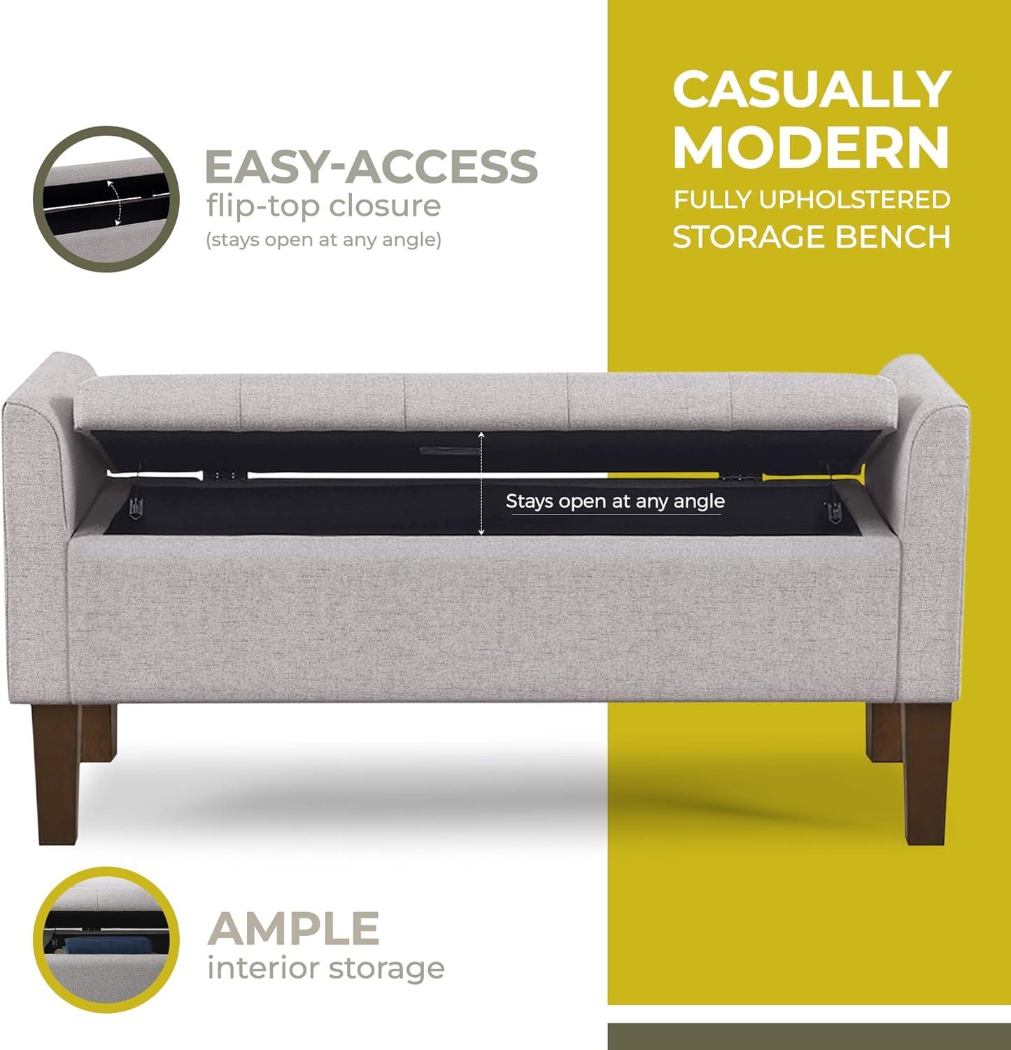 510 Design Blaire Flip-Top Upholstered Storage Bench