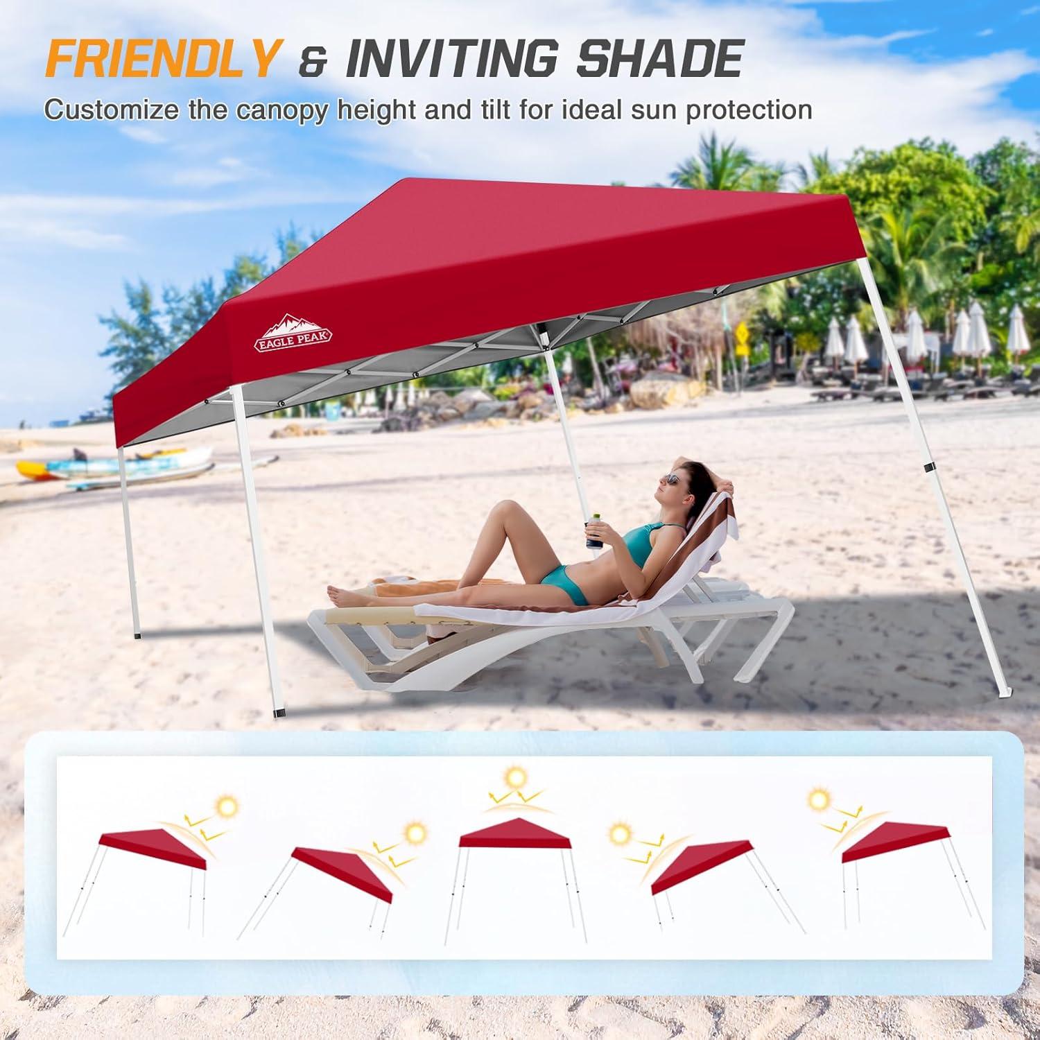 EAGLE PEAK Pop Up Canopies 10 Ft. W x 10 FT. D Metal Party Tent Canopy
