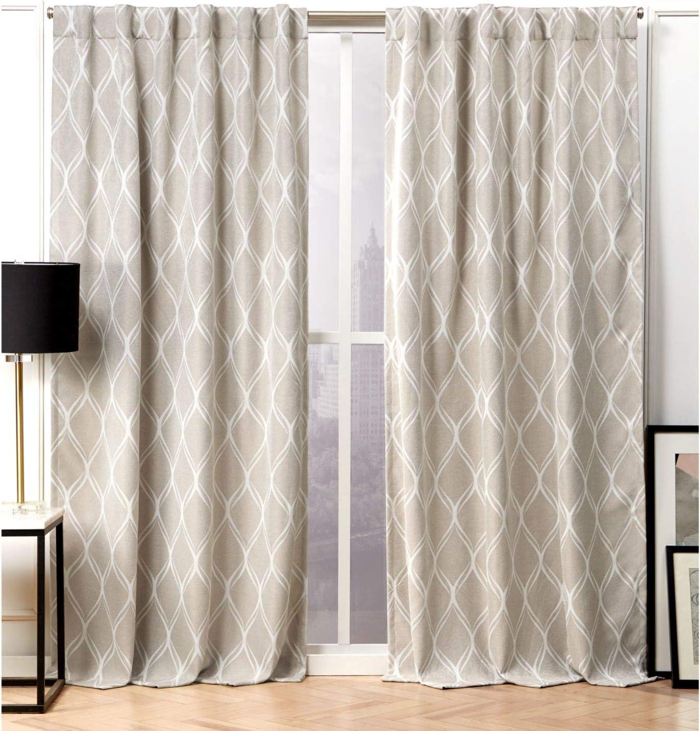 Linen Room Darkening Ogee Jacquard Curtain Panels, 52" x 96"