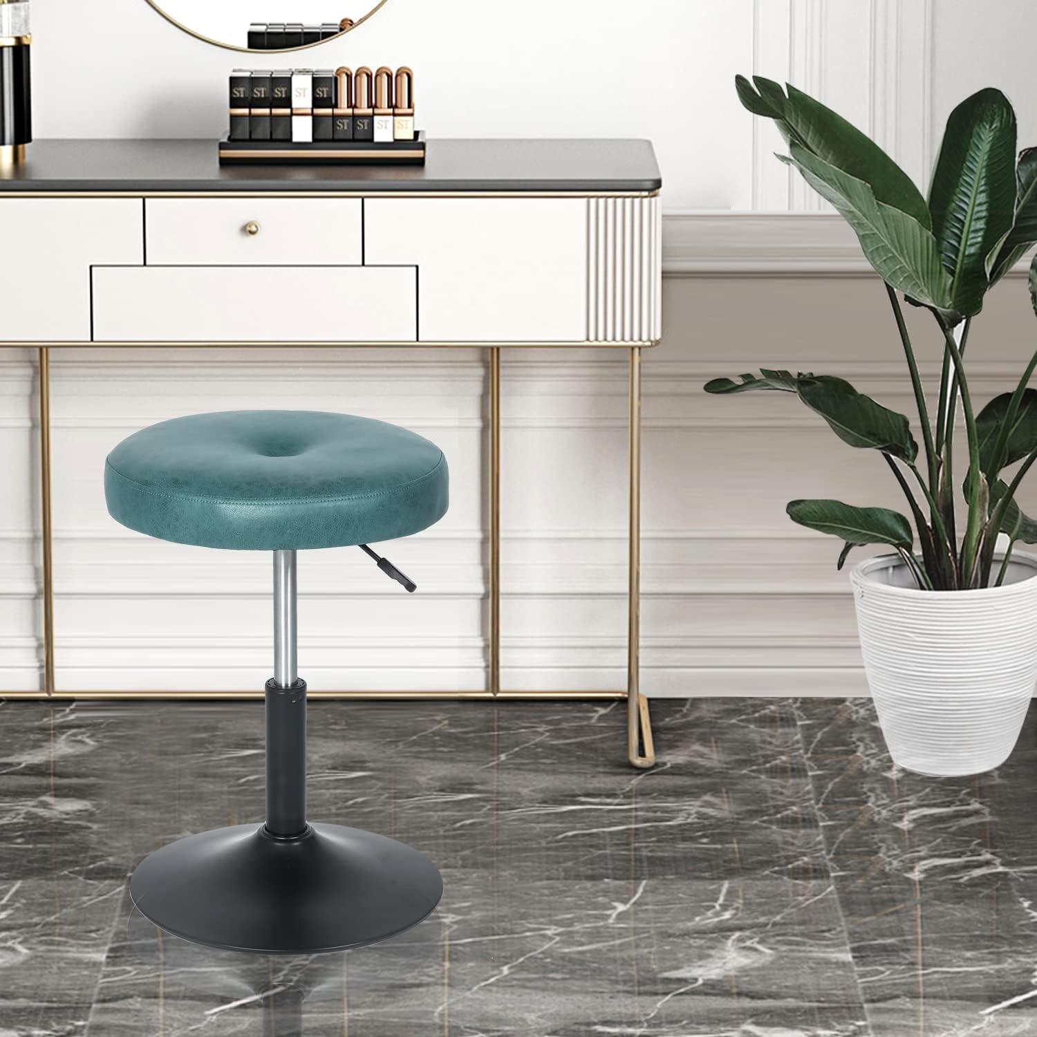 Homebeez Modern Round Ottoman,360°Swivel Height Adjustable Stool Chair,Makeup Room Vanity Stool for Bathroom Living Room