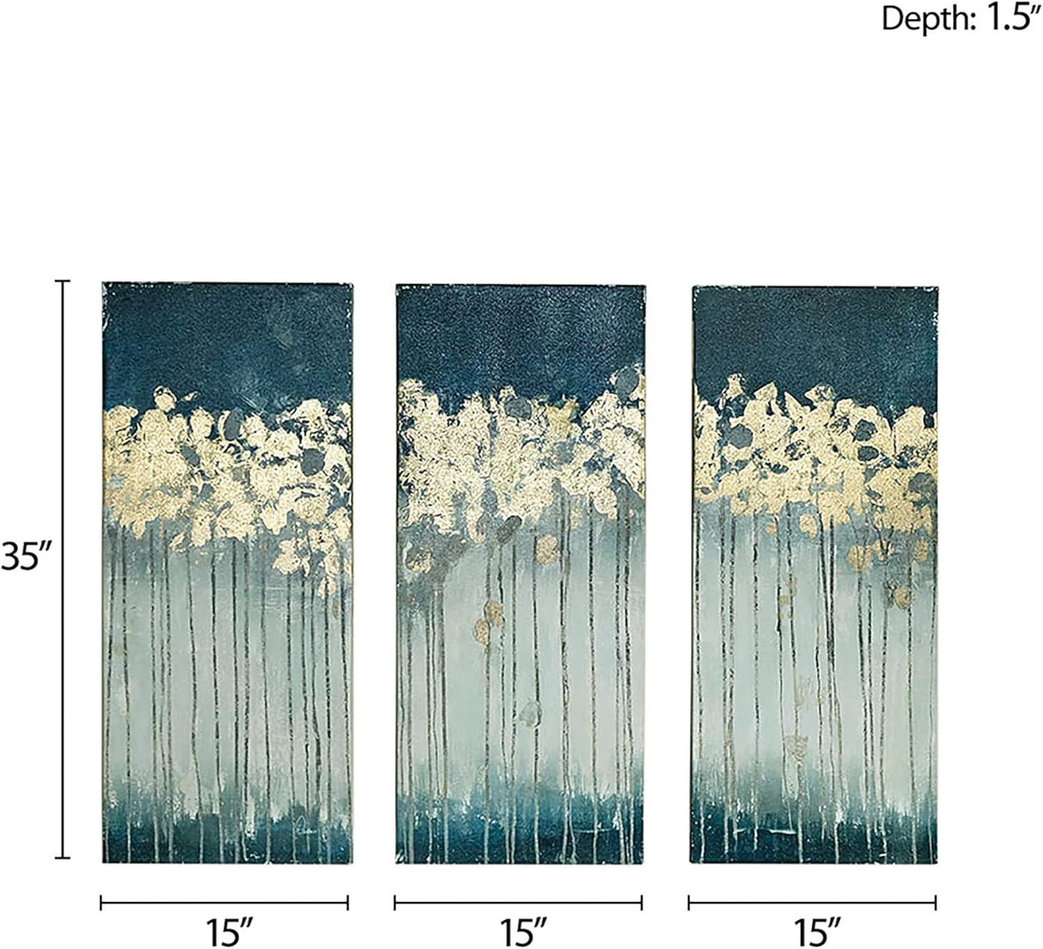 (Set of 3) 15" x 35" Forest Gel Coat Canvas with Gold Foil Embellishment