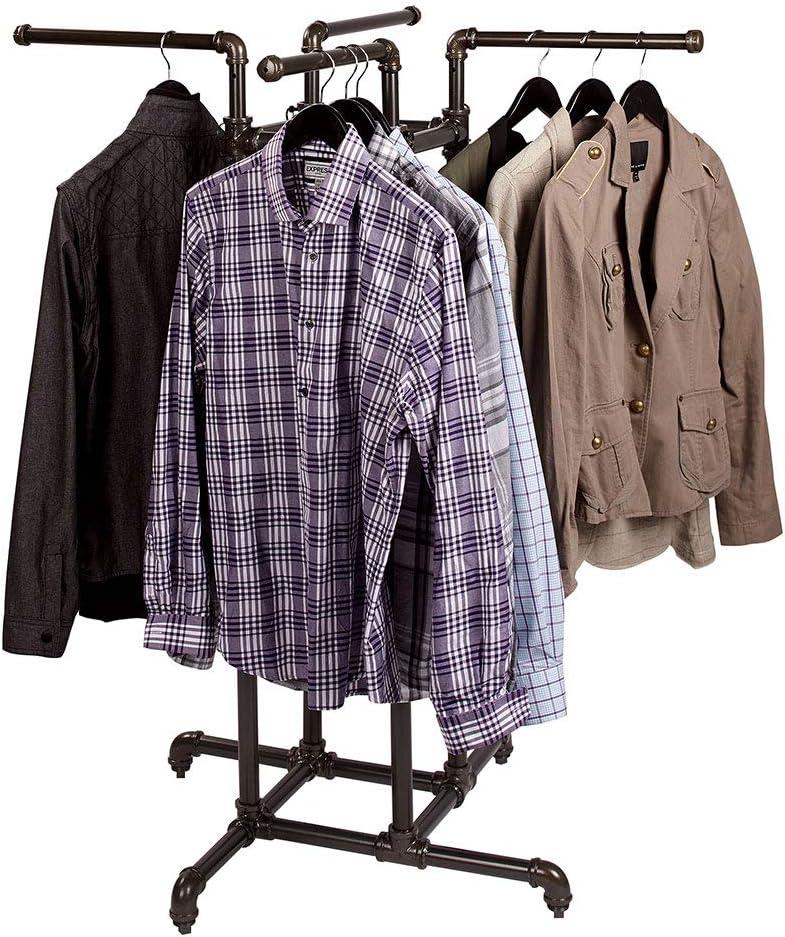 Heavy Duty Adjustable Industrial Metal 4-Way Clothing Rack