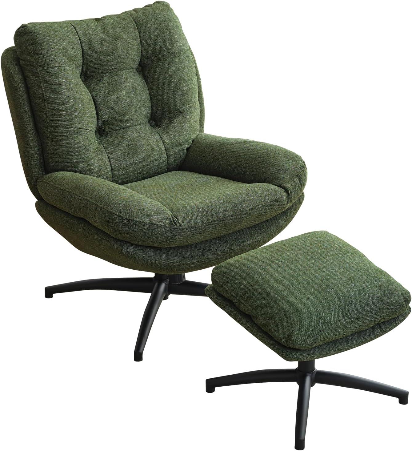 Othniel Green Swivel Accent Chair with Ottoman Rocker Glider Chairs Ottoman Footrest Set