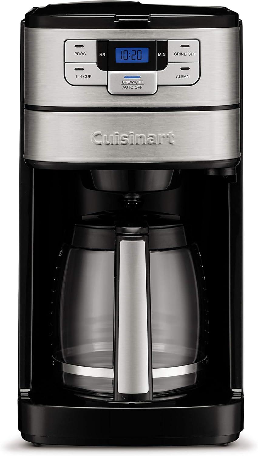 Elegance 12-Cup Black Stainless Programmable Coffee Maker with Grinder