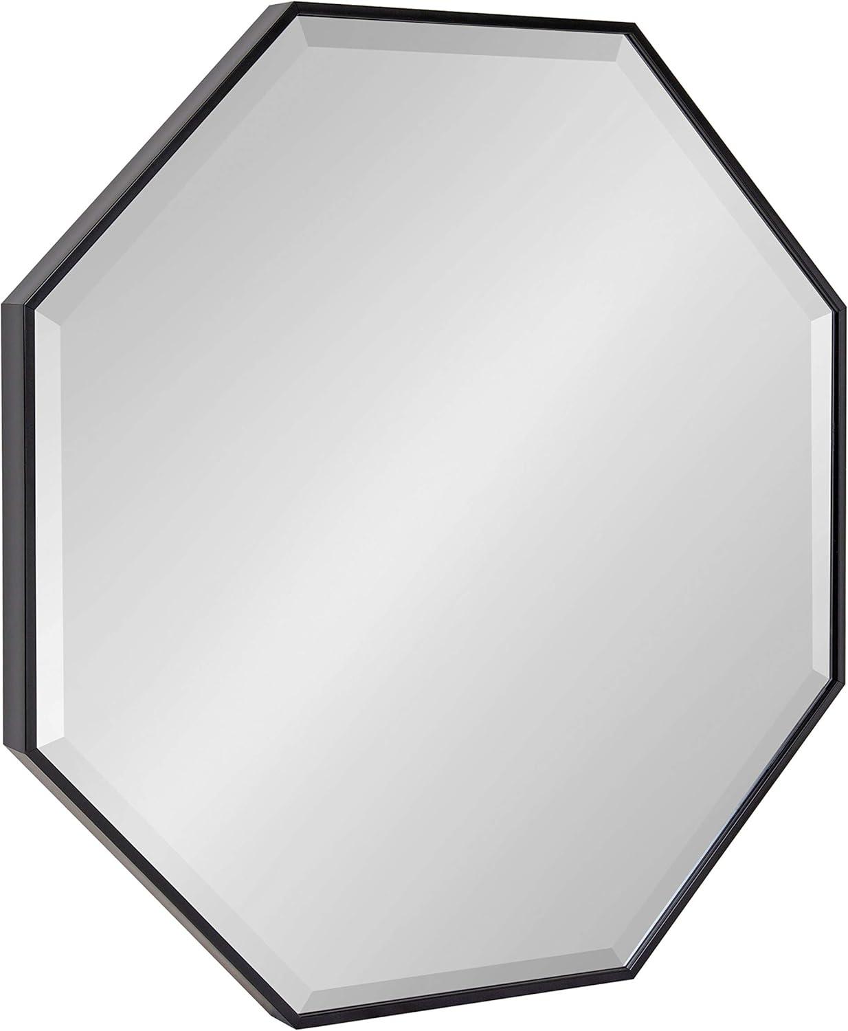 Kate & Laurel All Things Decor 28.7" x 28.7" Rhodes Octagon Wall Mirror Black : Modern, Beveled, Easy to Hang