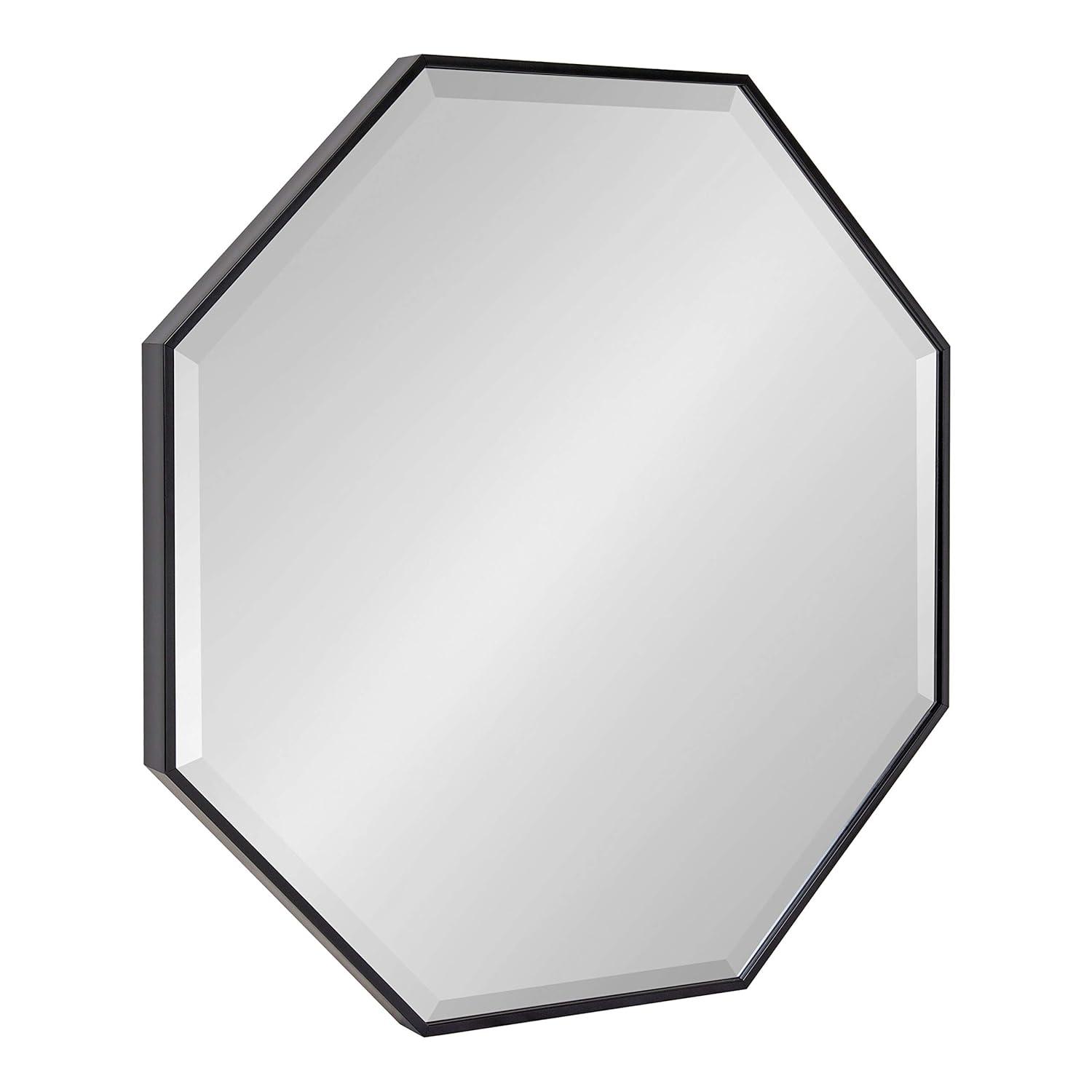 Kate & Laurel All Things Decor 28.7" x 28.7" Rhodes Octagon Wall Mirror Black : Modern, Beveled, Easy to Hang