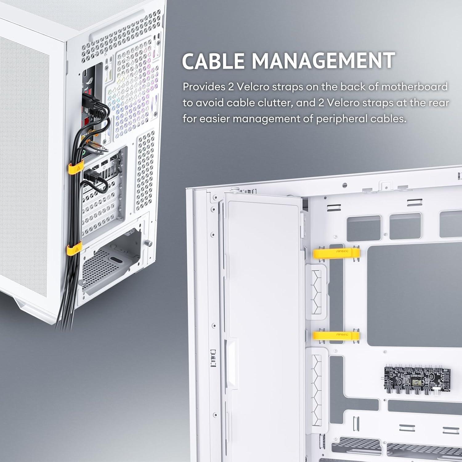 Antec C7 ARGB White, RTX 40 GPU Support, 4 x 120mm ARGB PWM Fans Included, Vertical GPU Cooling, Type-C 10Gbps, Seamless Tempered Glass Front & Side Panels, 360mm Radiator Support, Mid-Tower E-ATX PC