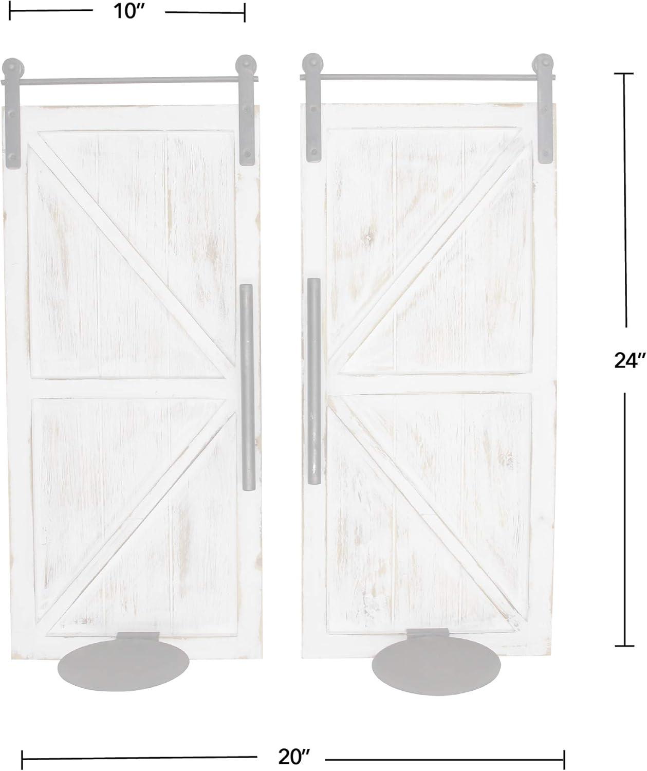 FirsTime & Co. White Eastman Barn Door Wall Sconce 2-Piece Set, Farmhouse, Framed, 10 x 6.75 x 24 in