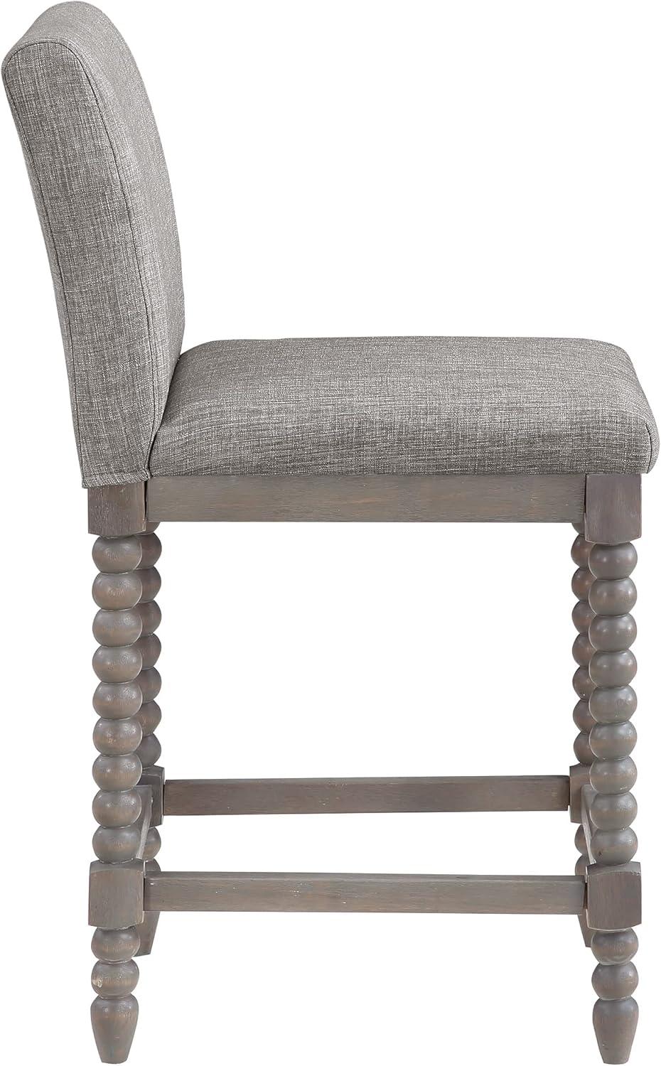 Abbott 26" Spindle Counter Stool with Brushed Gray Frame and Dove Gray Fabric