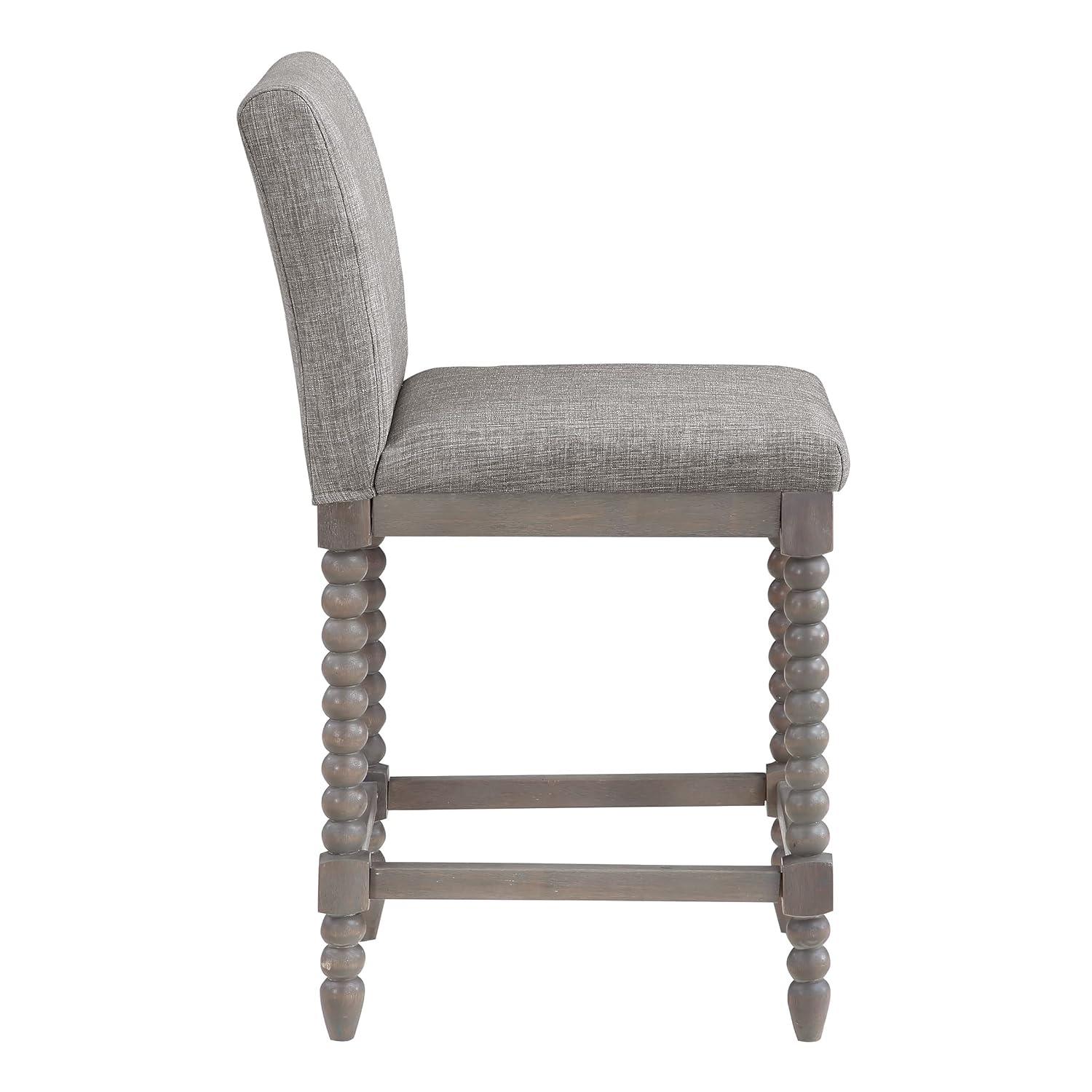 Abbott 26" Spindle Counter Stool with Brushed Gray Frame and Dove Gray Fabric