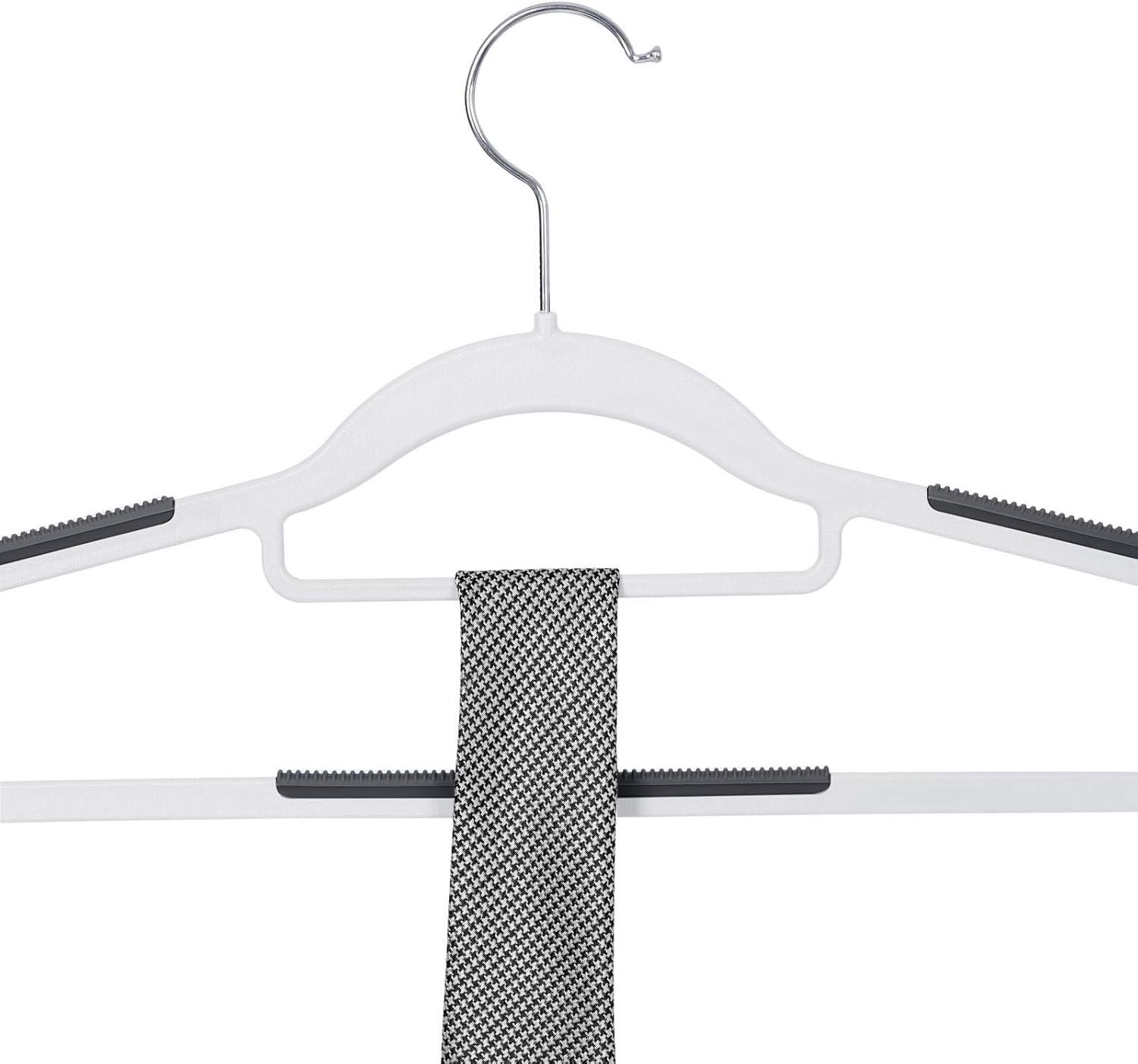 White and Dark Gray Heavy-Duty Plastic Non-Slip Hangers, 16.5 Inches