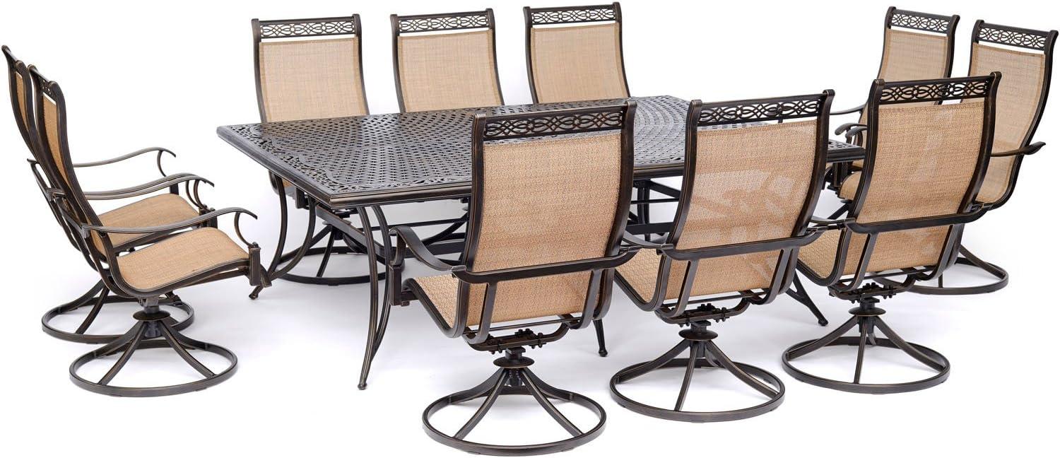 Cedar 11-Piece Aluminum Outdoor Dining Set with Swivel Rockers