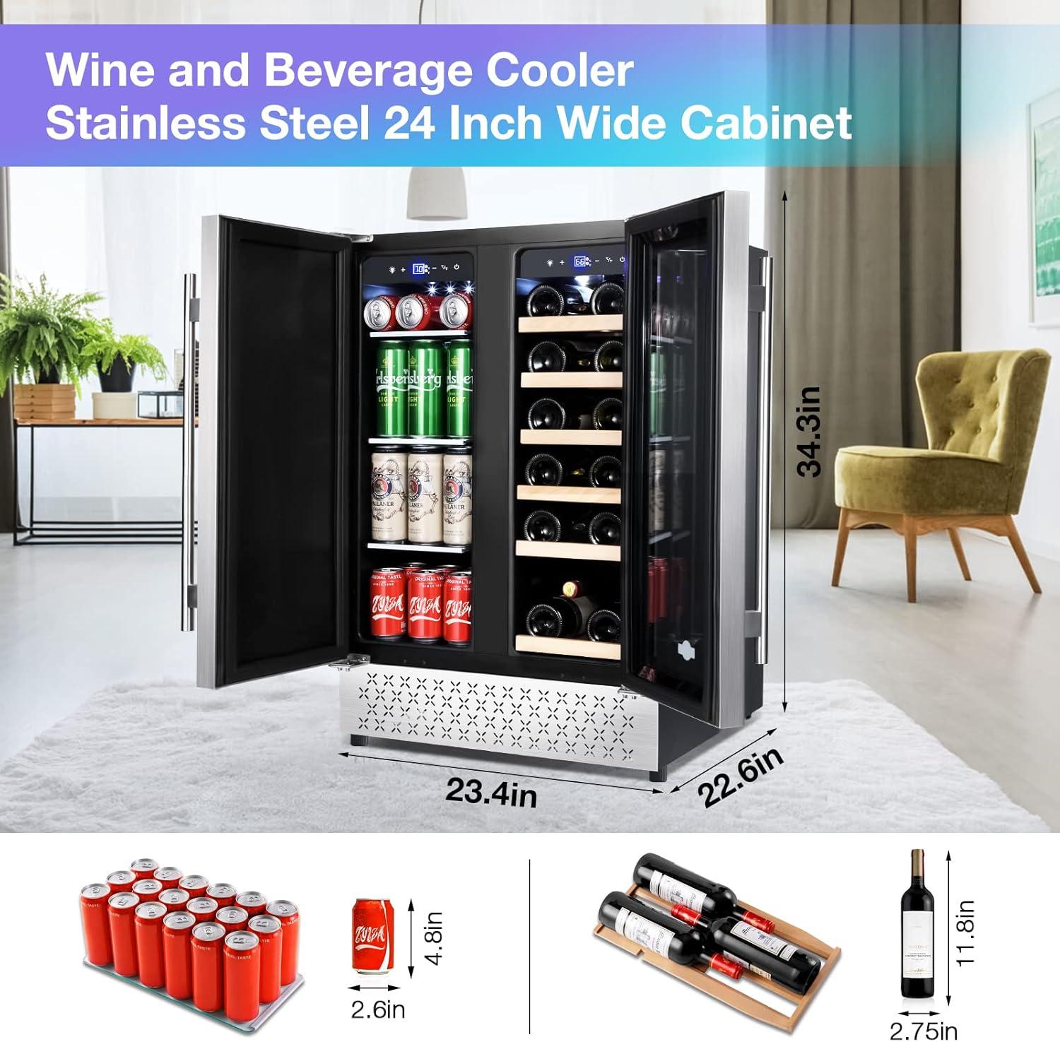 Tylza 24" Stainless Steel Dual Zone Wine and Beverage Cooler